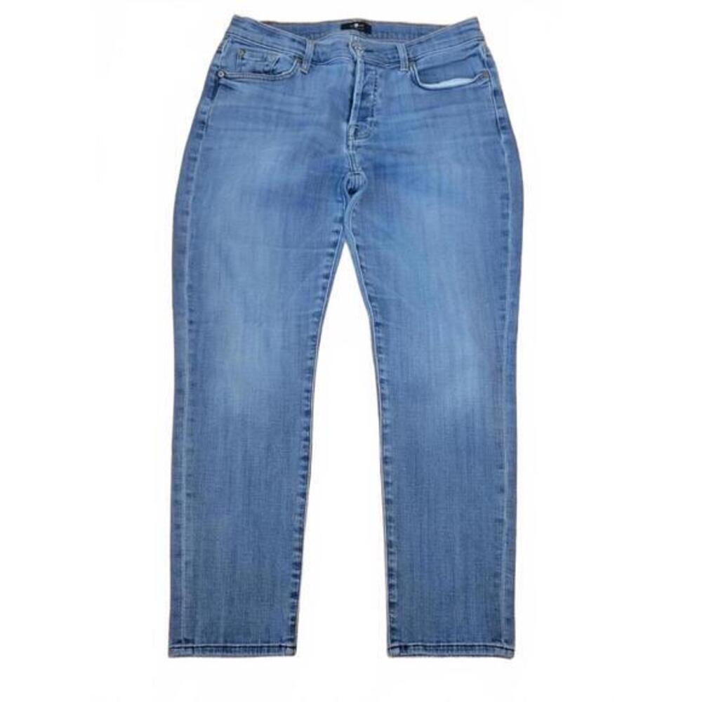 7 For All Mankind Light Wash Ankle Skinny Jeans Blue Size 29 Squiggle Pocket